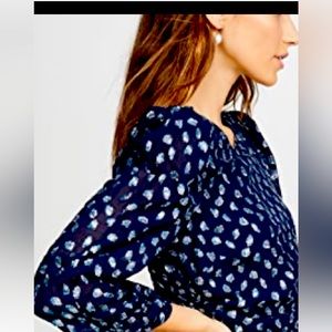 Tanya Taylor Raven Silk Ruched Dress Navy- size 6